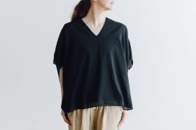 COTTON SILK LAYERED PULL OVER black 2