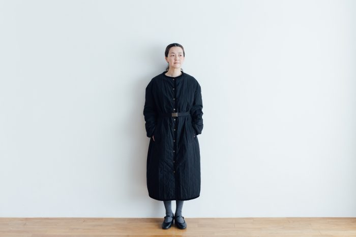 Ecru et pousse 限定  QUILTING LONG COAT　black 1