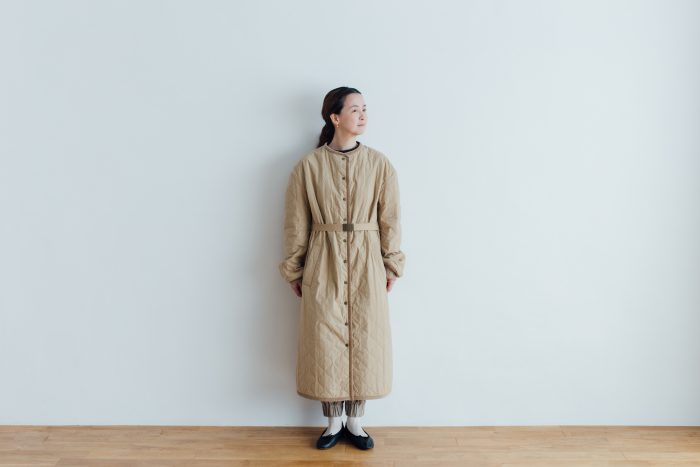 Ecru et pousse 限定   QUILTING LONG COAT　beige 1