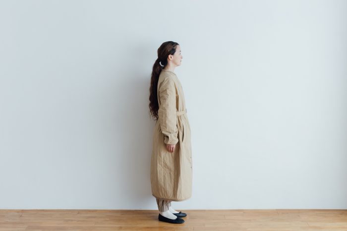 Ecru et pousse 限定   QUILTING LONG COAT　beige 2