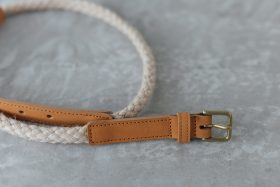 COW LEATHER ROPE BELT camel 1