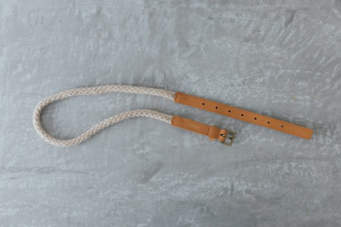 COW LEATHER ROPE BELT camel 2