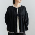 STRING GATHER  BLOUSE noir