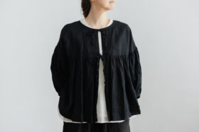 STRING GATHER  BLOUSE noir 1