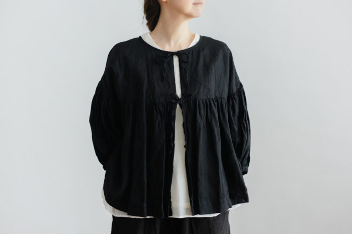 STRING GATHER  BLOUSE noir 1