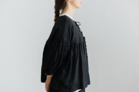 STRING GATHER  BLOUSE noir 2