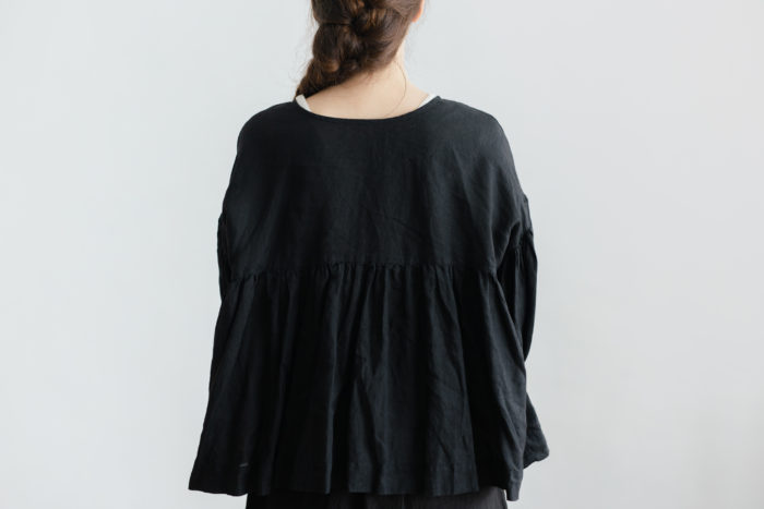 STRING GATHER  BLOUSE noir 3