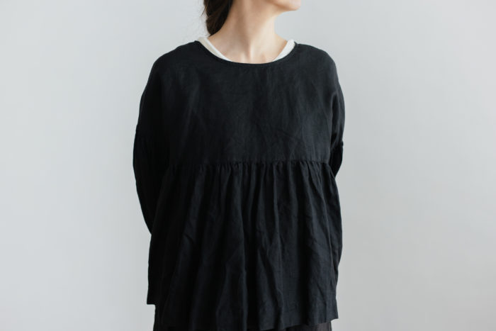 STRING GATHER  BLOUSE noir 4