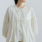 STRING GATHER  BLOUSE milk