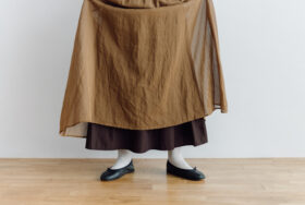 予約 ORGANDY REVERSIBLE SKIRT brown 4