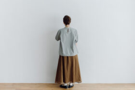 予約 ORGANDY REVERSIBLE SKIRT brown 2