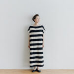 STRIPE TENJIKU WIDE ONE PIECE  kinari-black