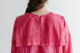 Khadi Silk Back Button Sailor Blouse   C.Coral 4