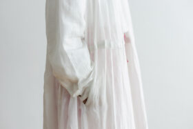 Khadi Cotton Silk Gather Tuck Dress offwhite 4