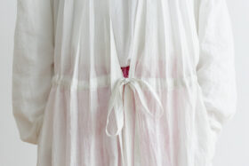 Khadi Cotton Silk Gather Tuck Dress offwhite 5