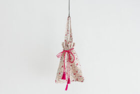 Khadi Silk All Embroidery  Drawstring Bag  natural pink 1