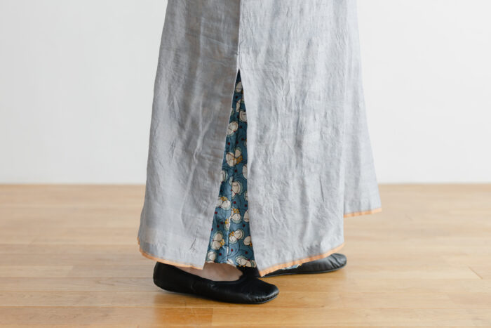 Khadi Cotton Silk Embroidery Dress Charcoal 5
