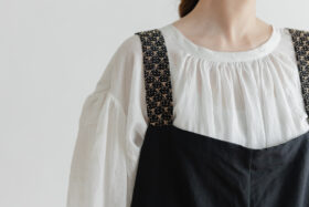 Khadi Linen Cotton Ramdan Dots Hand Print Embroidery Overalls   Black 4