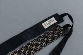 Khadi Linen Cotton Ramdan Dots Hand Print Embroidery Ribbon Belt   Black 2