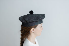 LINEN DENIM BERET black 2