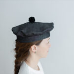 LINEN DENIM BERET black