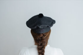 LINEN DENIM BERET black 3