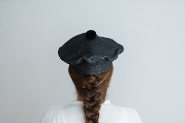 LINEN DENIM BERET black 3