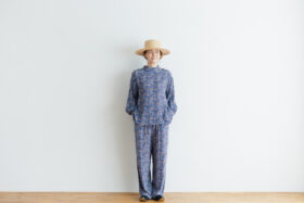 予約 R040 FLORAL PAJAMAS PANTS blue 5