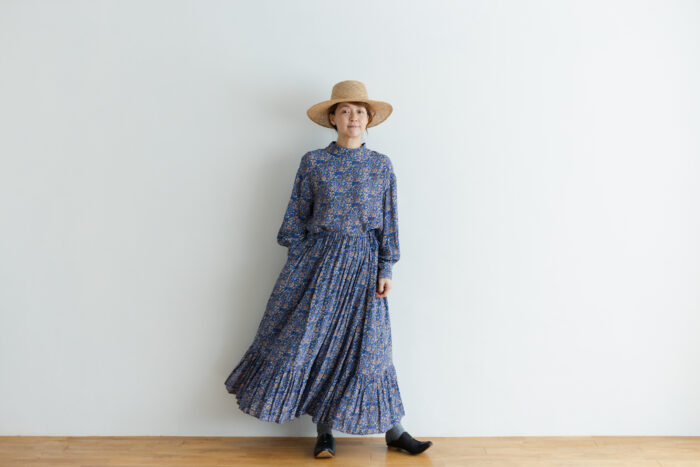 R038 FLORAL RUFFLE SKIRT blue 6