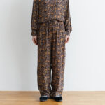 R040 FLORAL PAJAMAS PANTS black