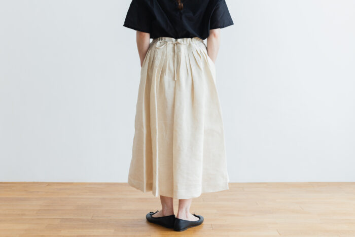 DENSELY LINEN TUCK SKIRT Antique white 3