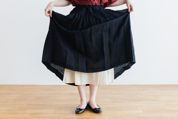DENSELY LINEN TUCK SKIRT black 6