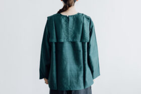 Khadi Silk Back Button Sailor Blouse green 3