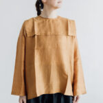 Khadi Silk Back Button Sailor Blouse mustard