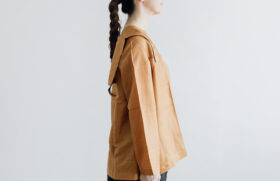 Khadi Silk Back Button Sailor Blouse mustard 2