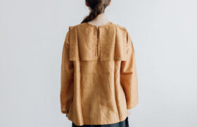 Khadi Silk Back Button Sailor Blouse mustard 3