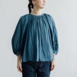 KHADI GATHER SMOCK blue gray