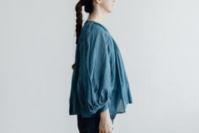 KHADI GATHER SMOCK blue gray 2