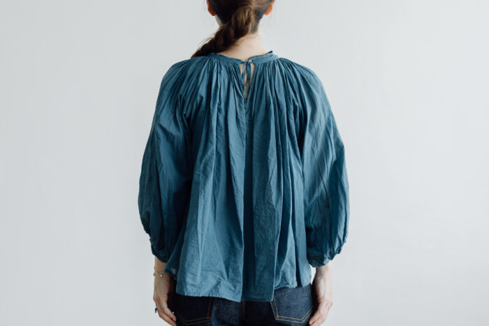 KHADI GATHER SMOCK blue gray 3