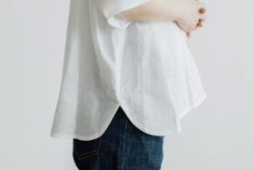 EMBROIDERY PULL OVER SHIRT white×white 5