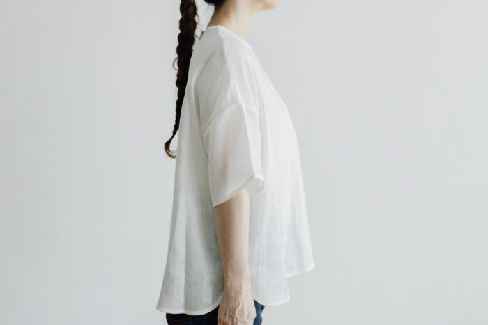 EMBROIDERY PULL OVER SHIRT white×white 2