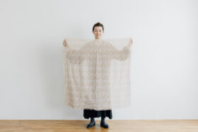 L.W.B/L GAUZE SHAWL mustard 6