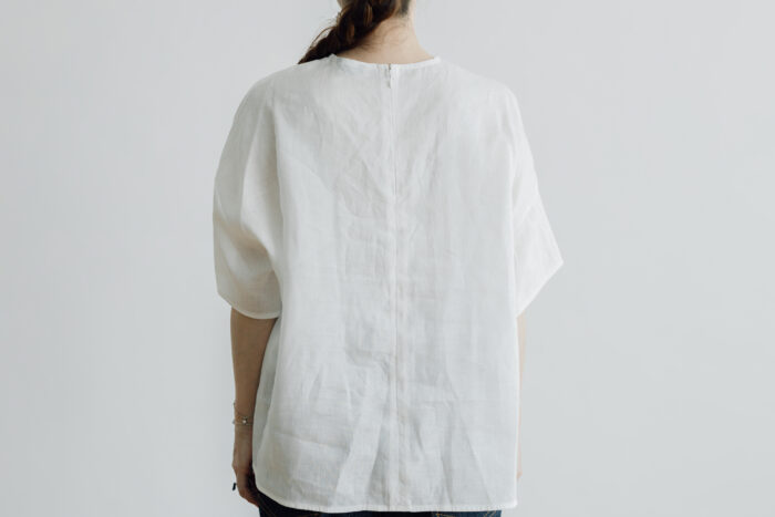 EMBROIDERY PULL OVER SHIRT white×white 3