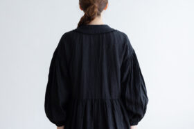 予約 R075 BONBON RACE LINEN ROBE  black 2