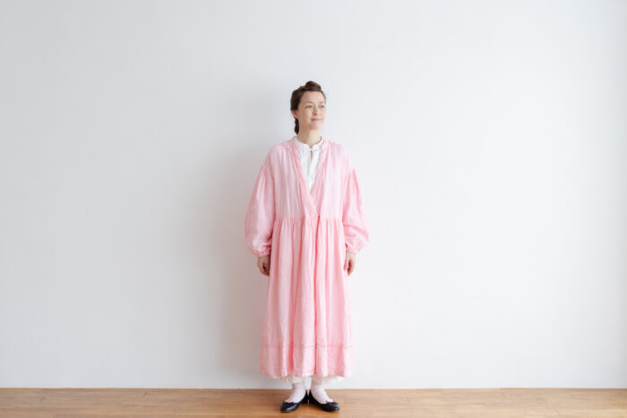 予約 R075 BONBON RACE LINEN ROBE  pink 1