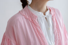 予約 R075 BONBON RACE LINEN ROBE  pink 3