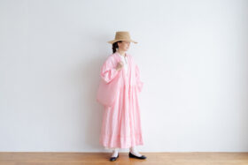 予約 R075 BONBON RACE LINEN ROBE  pink 5