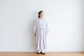 予約 R075 BONBON RACE LINEN ROBE  silver gray 1