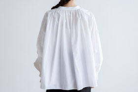 G688 ANTIQUE GATHER 2WAY BLOUSE mat white 3