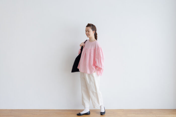R077 GATHER SMOCK PULLOVER pink 6